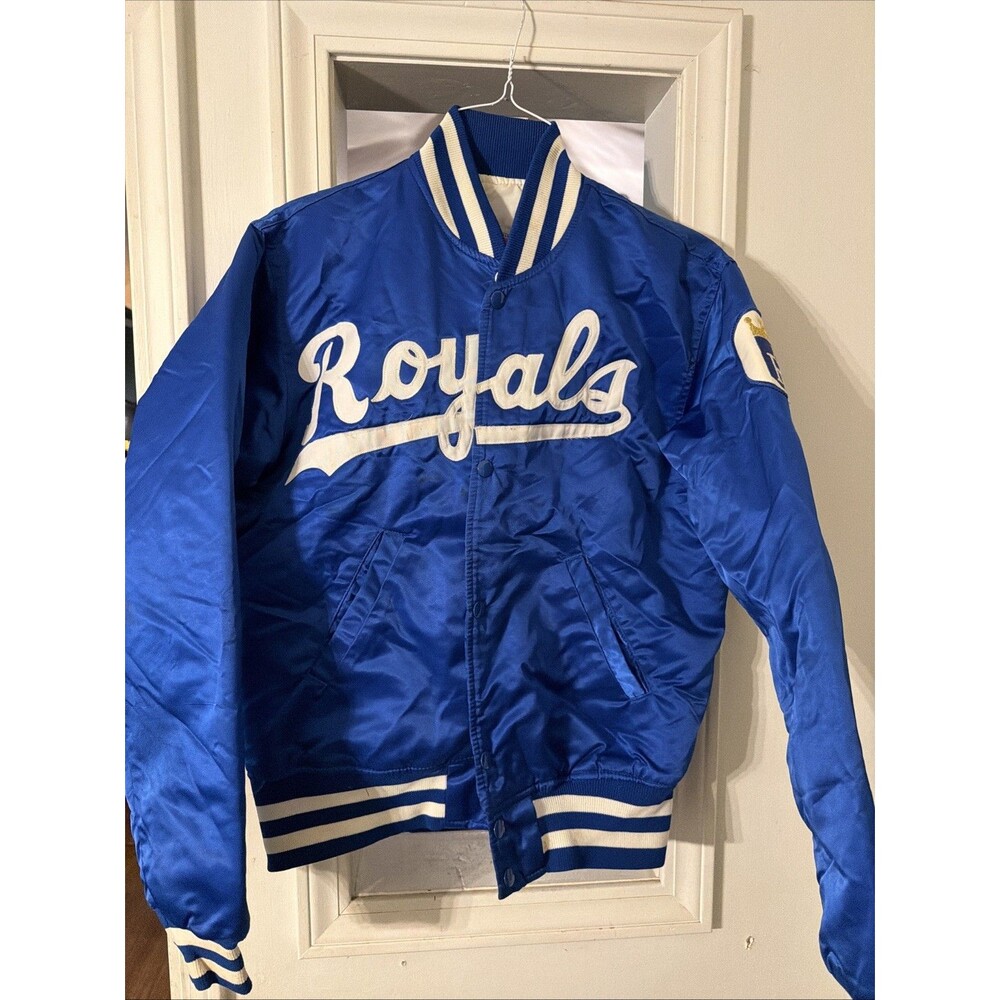 Vintage 80S Starter Kansas City Royals Satin Jacket Medium RARE MENS BLUE LOGO